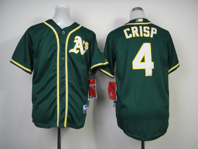 Youth Oakland Athletics #4 Crisp Green MLB Jerseys